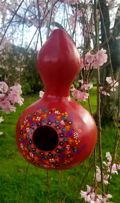 Gourd Birdhouse Homegrown Handpainted Martin Bird House Etsy