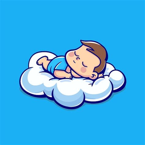 Premium Vector Cute Baby Sleeping On Cloud Pillow Cartoon