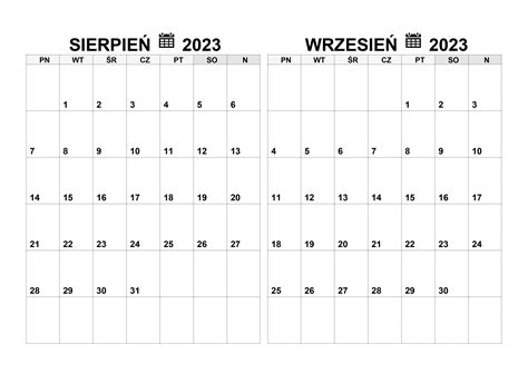 Kalendarz Sierpie Wrzesie Kalendarz Su