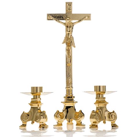 Altar Set Crucifix And Candle Holders Online Sales On Holyart