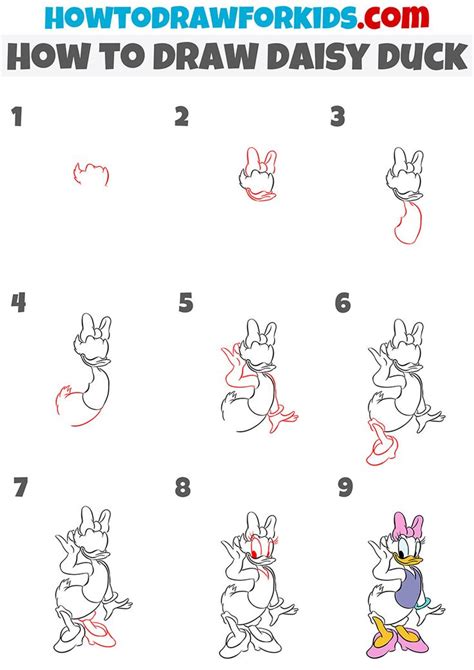 How To Draw Daisy Duck Step By Step Easy Disney Drawings Easy