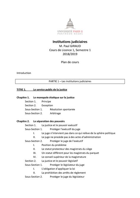 Giraud Ija Plan Cours Institutions Judiciaires M Paul Giraud