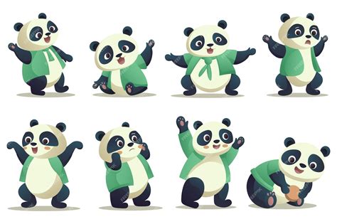 Ensemble De Pandas Mignons Cette Illustration Est Un Ensemble De