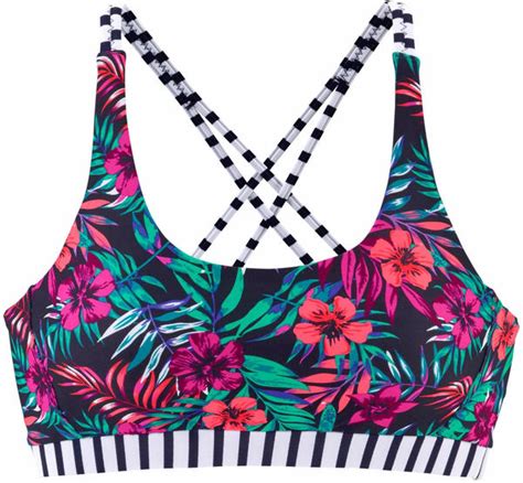 Venice Beach Summer Bustier Bikini Oberteil Marine Druck Test Top