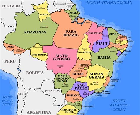 Brazil Map Territory With Border