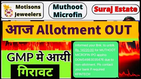 Motisons Ipo Allotment Muthoot Microfin Ipo Allotment Suraj