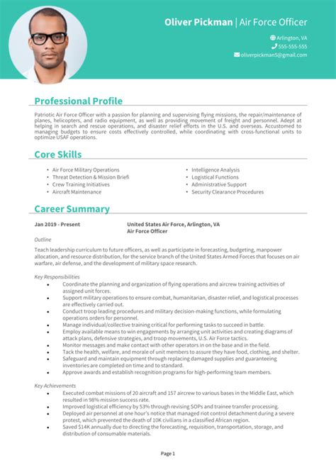 Air Force Resume Example Guide Get Noticed