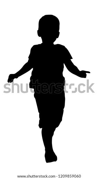 Boy Running Silhouette Stock Vector (Royalty Free) 1209859060