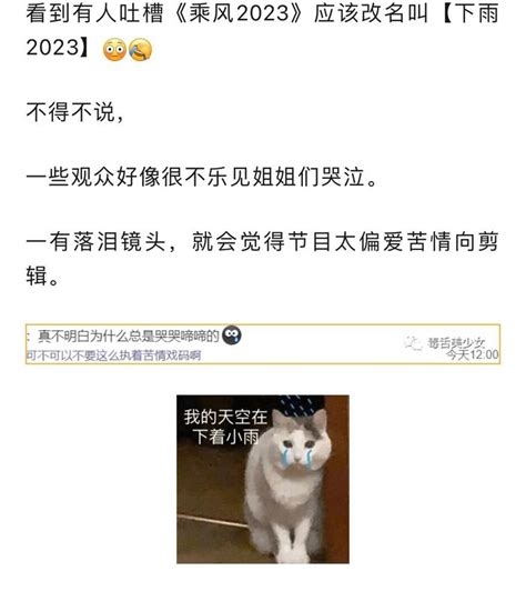 看谢娜、陈意涵因为在《乘风2023》上哭了而被吐槽 乘风2023 陈意涵 谢娜 新浪新闻