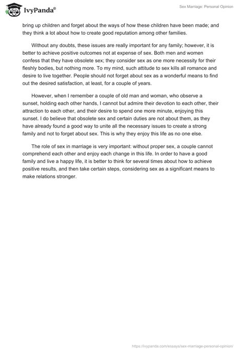 Sex Marriage Personal Opinion 655 Words Essay Example