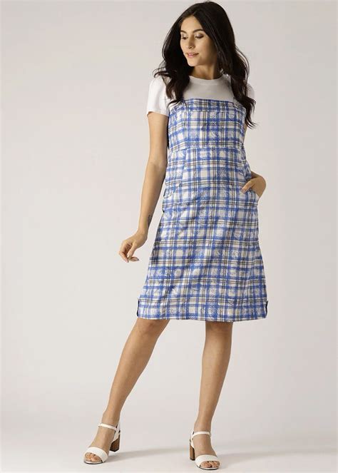 Get Two Tone Checkered Pinafore Dress At 699 LBB Shop