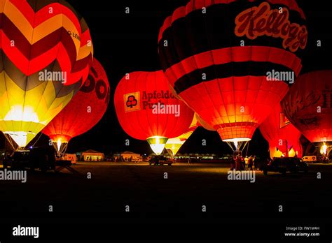 Hot Air Balloon Night Show In Ferrara Italy The Night Glow Hot Air