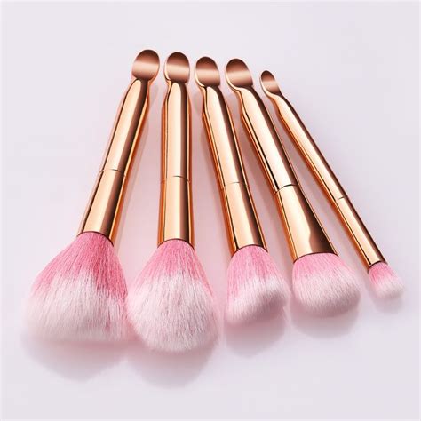 Pcs Hot Sale Ear Spoon Rose Gold Handle Makeup Brushes Set Rose Gold