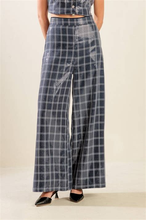 Traveling Far Navy Sequin Pants The Tania Collection