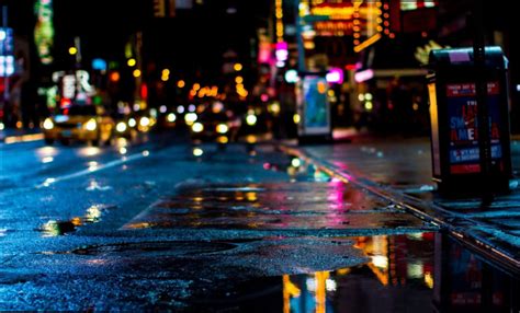 Papel De Parede Colorida Paisagem Urbana Noite Urbano Reflexão Tarde Cidade De Nova York