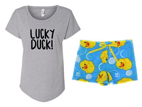 Lucky Duck Rubber Duck Pajama Short Set Lucky Duck Duck Etsy