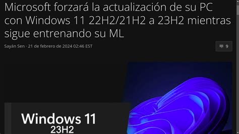 Microsoft forzará la actualización de su PC con Windows 11 22H2 21H2 a