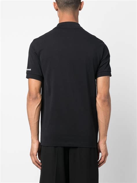 Fred Perry X Raf Simons Embroidered Logo Polo Shirt In Black Modesens