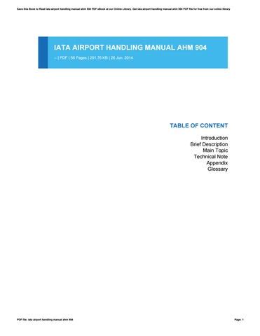 Iata Airport Handling Manual Ahm By N Issuu