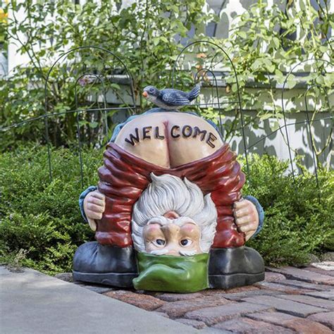 Welcome Gnome Garden Statue Funny Butt Gnome Sculpture Resin Etsy