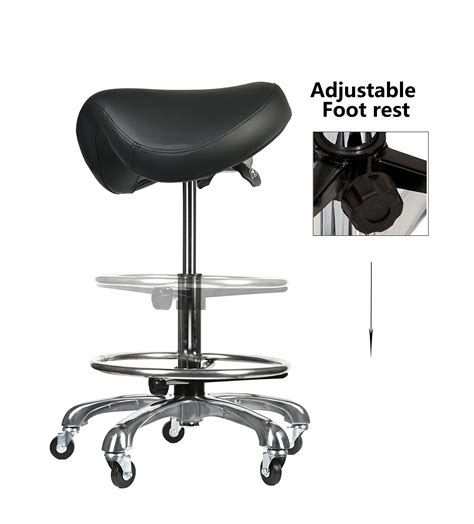 Cadiario Saddle Swivel Stool Rolling Chair Height Adjustable Ergonomic