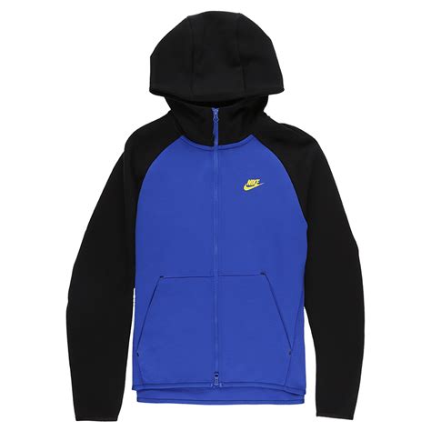 Old Season Nike Tech Fleece Hoodie Blue Black Yellow Refurbished Traxcentric