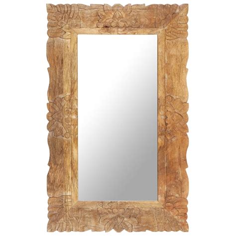 JIN Miroir 80x50 Cm Bois De Manguier Massif Cdiscount Maison