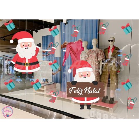 Adesivo Vitrine Papai Noel Feliz Natal Boas Festas Final De Ano