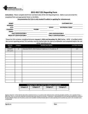 Fillable Online 2015 2017 CEU Reporting Form Fax Email Print PdfFiller