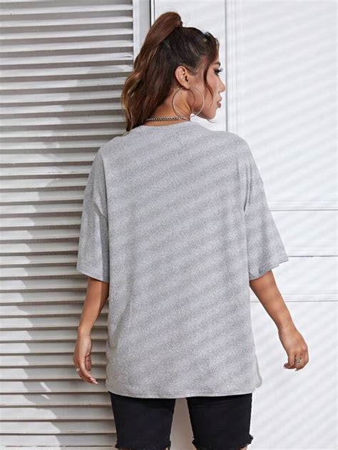 Solid Drop Shoulder Oversized Tee Shein Usa