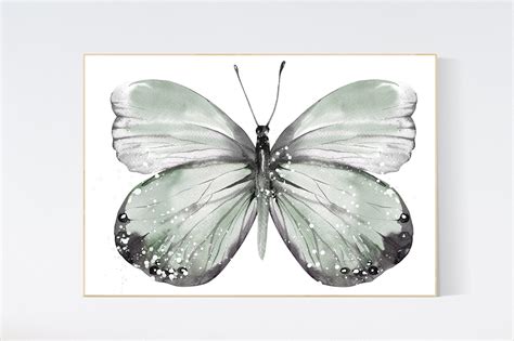 Nursery Decor Girl Butterfly Sage Green Green Nursery Butterfly