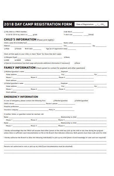 Free Printable Camp Registration Form Templates Printable Forms Free