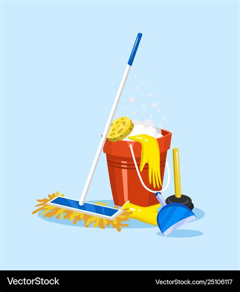 Cleaning tools house icons for poster washing Vector Image