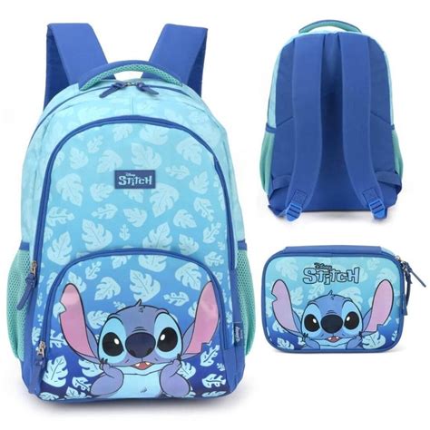 Mochila Escolar Stitch Estojo 100 Pens Azul Netshoes Stitch