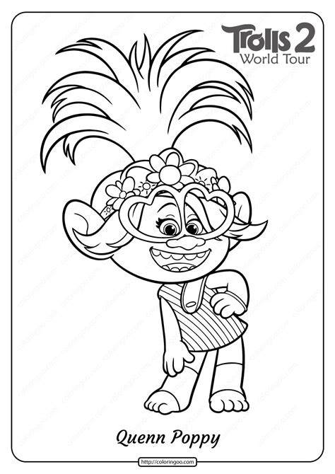 Free Printable Trolls 2 Queen Poppy Coloring Page