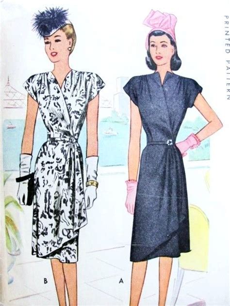 1940s Stunning Wrap Dress Pattern McCall 6440 Film Noir Cocktail