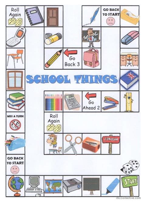 School Things Boardgame In 2024 English Games For Kids School