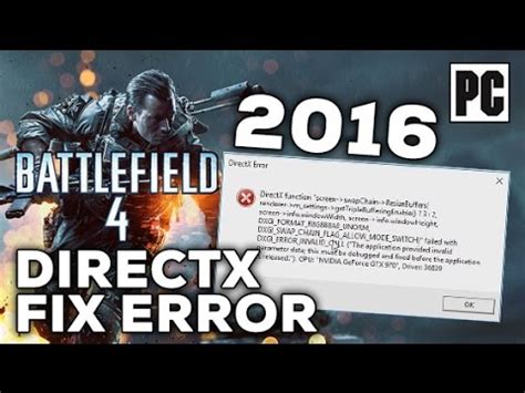 Battlefield 4 DirectX Function ERROR How To FIX 2016 BF4 DirectX