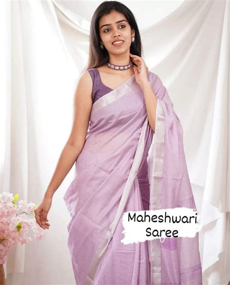 Party Wear Plain Maheshwari Silk Saree M With Blouse Piece At Rs