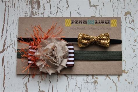 Thanksgiving Duo Newborn Headband Glitter Bow By Penn Livie Finery