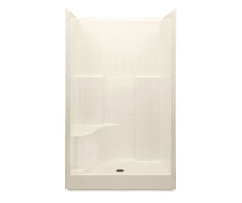 Dts X Acrylx Alcove Center Drain One Piece Shower In Almond