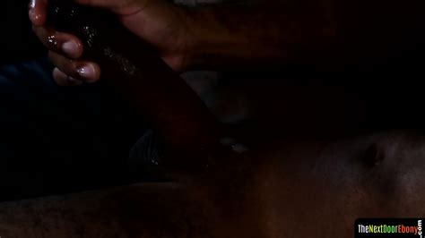 Muscular Black Amateur Tugging During Solo