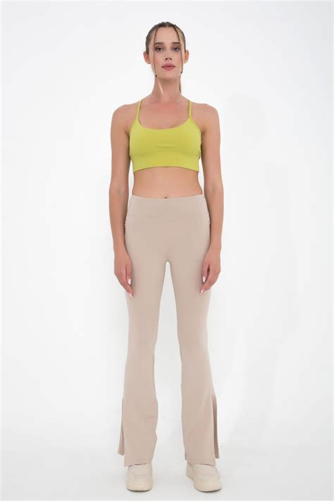 Comm Ci Alya Nude Normal Bel Yırtmaç Detaylı Organik Pamuk Ispanyol Paça Tayt Pantolon Fiyatı
