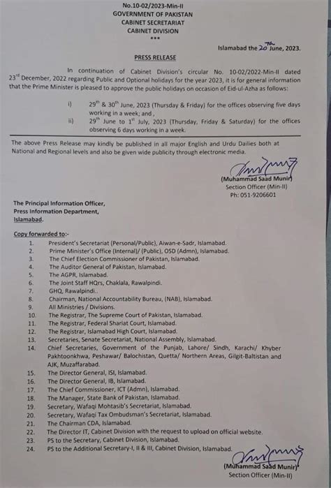 Eid Ul Adha 2023 Holidays Archives Mandi Bahauddin District