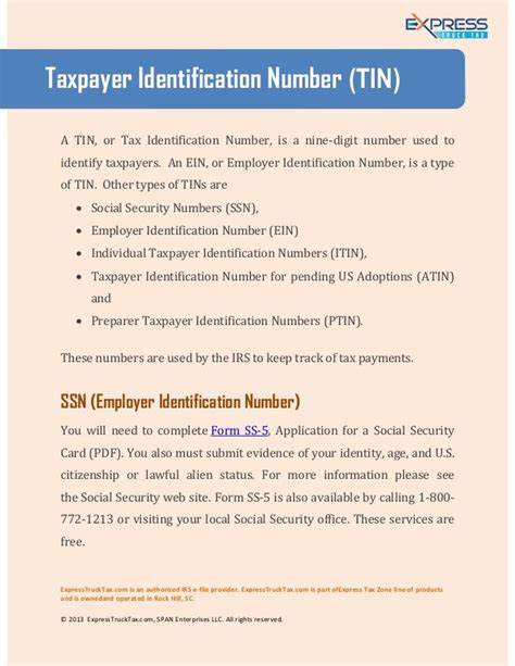 Taxpayer Identification Number Tin