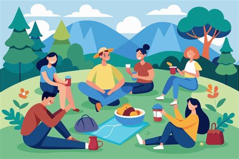 Leisure Time Outdoors And Togetherness Concept Vector Premium Ai