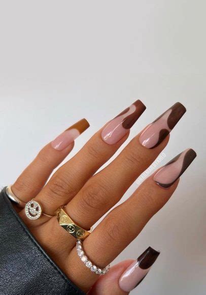 40 Expressive Fall Nail Art Designs To Flaunt Brown Toned On Sheer Coffin Press On Nails