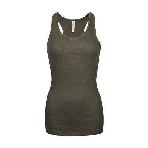 Women S Cotton Ribbed Knit Racerback Tank Top Olive L 1 Piece