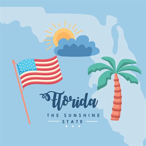 Florida Sunshine State Lettering Postcard 11035095 Vector Art At Vecteezy