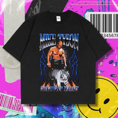 Jual Mike Tyson Chinatown Oversized T Shirt Black Vintage Tee Atasan